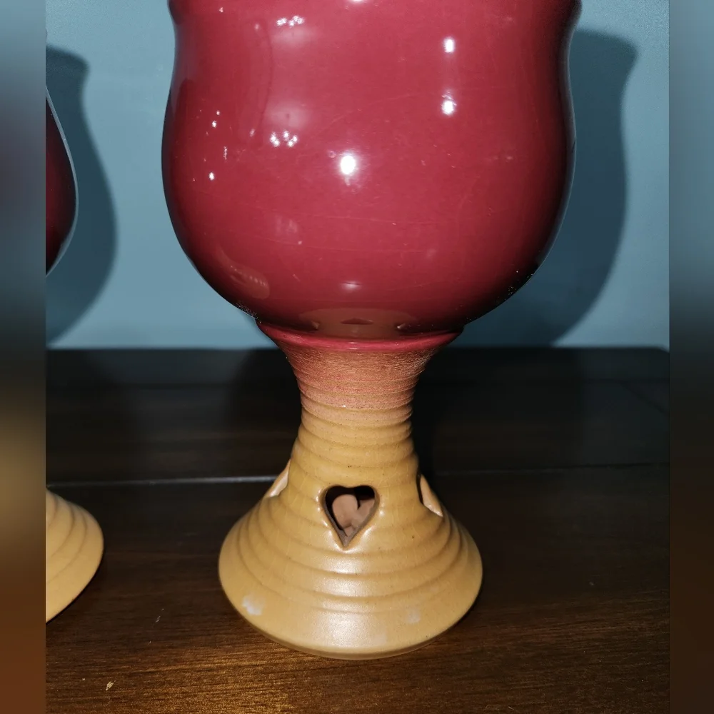 Pair of Vintage Czechoslovakia Pottery Goblets